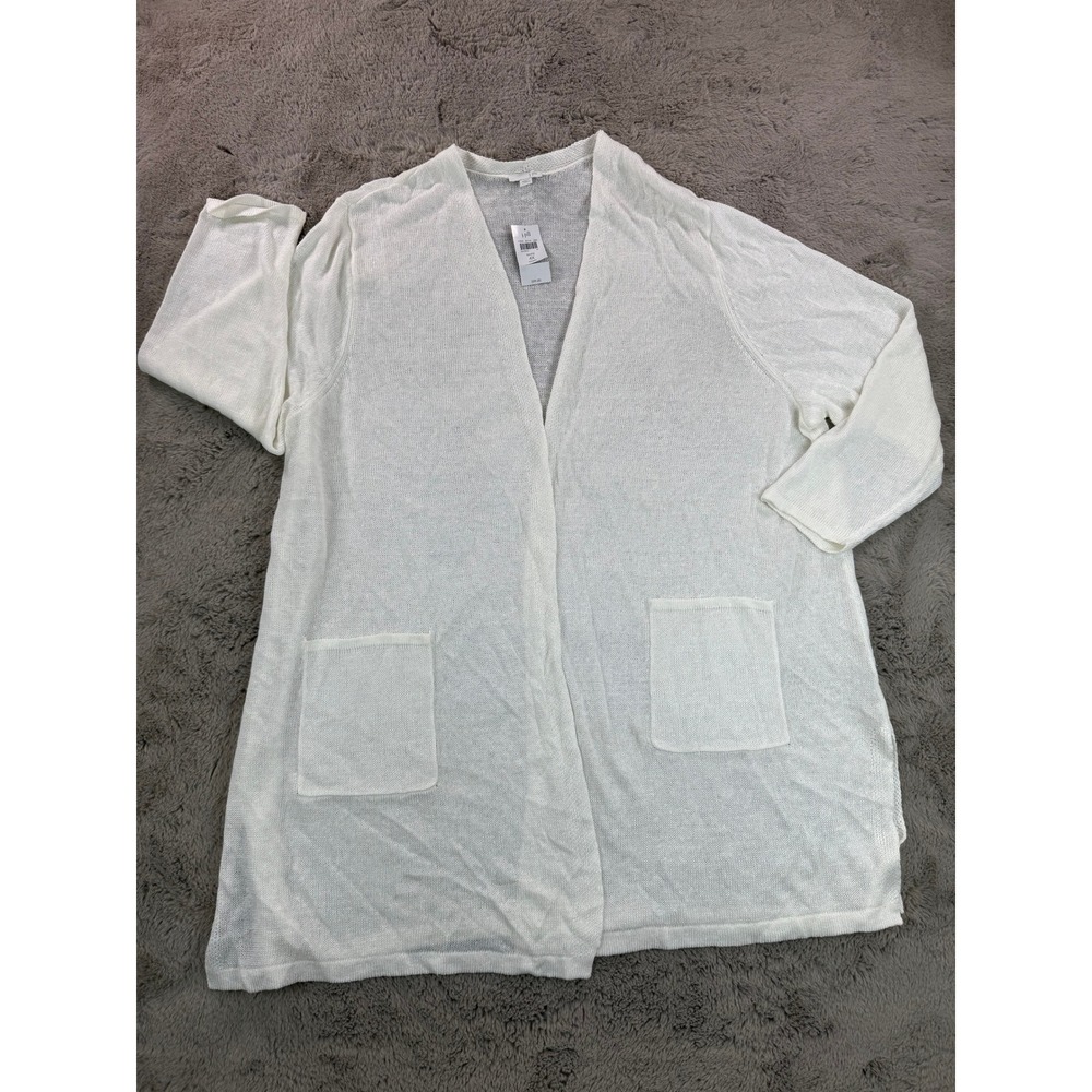 NWT J. Jill White Linen Blend Open Front‎ Cardigan Sweater 4X Womens Oversized